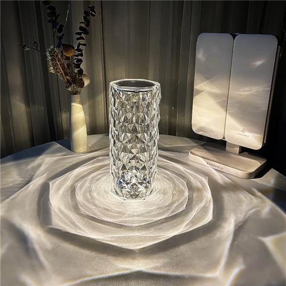 Crystal Lamp Color Changing Night Light Rose Table Lamps USB Touch - Picture 1 of 6